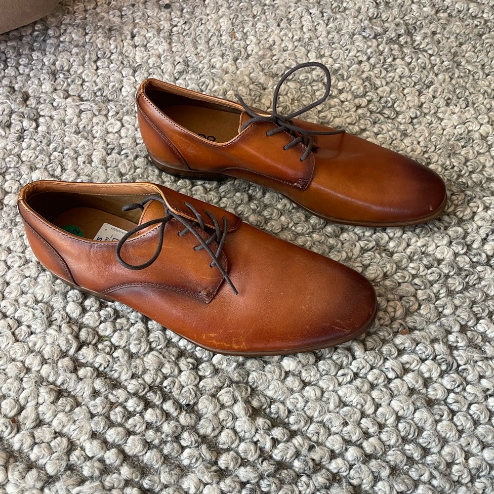 ALDO Men's 7.5 Classic Gradient Brown Leather Dress Shoes - Picture 3 of 8